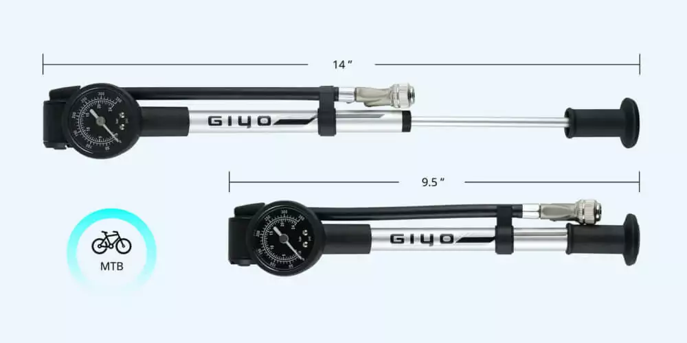 Analoge MTB-Dämpferpumpe mit Druckanzeige